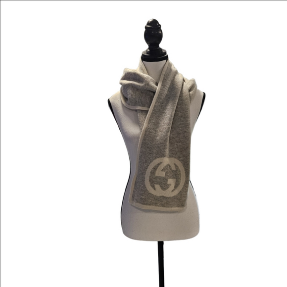 EUC Gucci Cashmere Gray and Cream Scarf - Picture 2 of 11